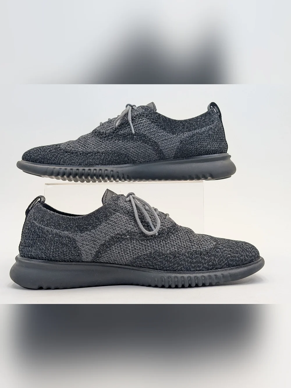 Cole Haan Grand.OS Men Size 11.5M Comfort Oxford Wingtip Dark Grey Knit Lace-Up